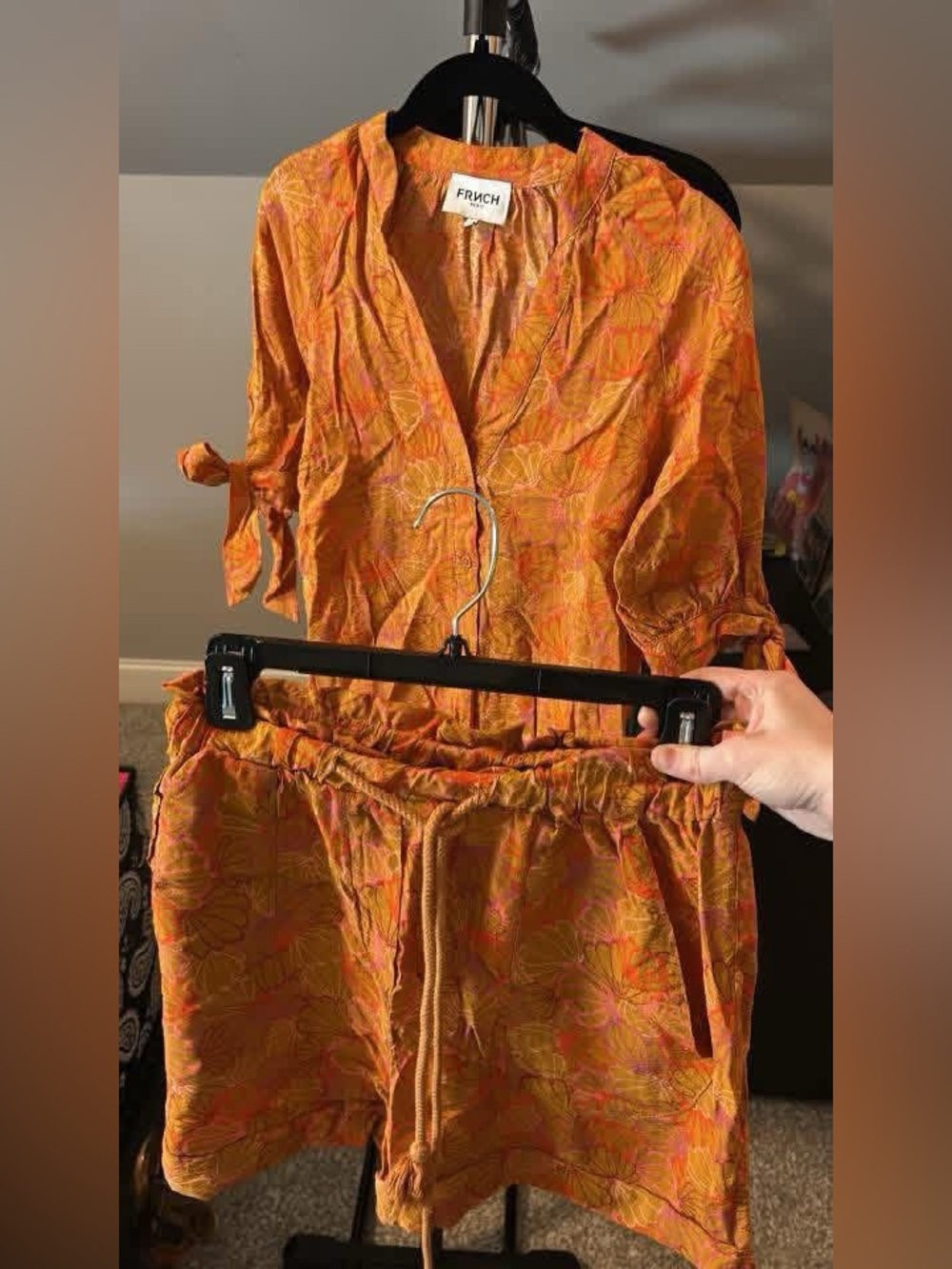 FRNCH Orange Floral Two-Piece Set